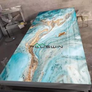 Pluswin 3D UV printing wall panel high glossy pvc marble sheet 